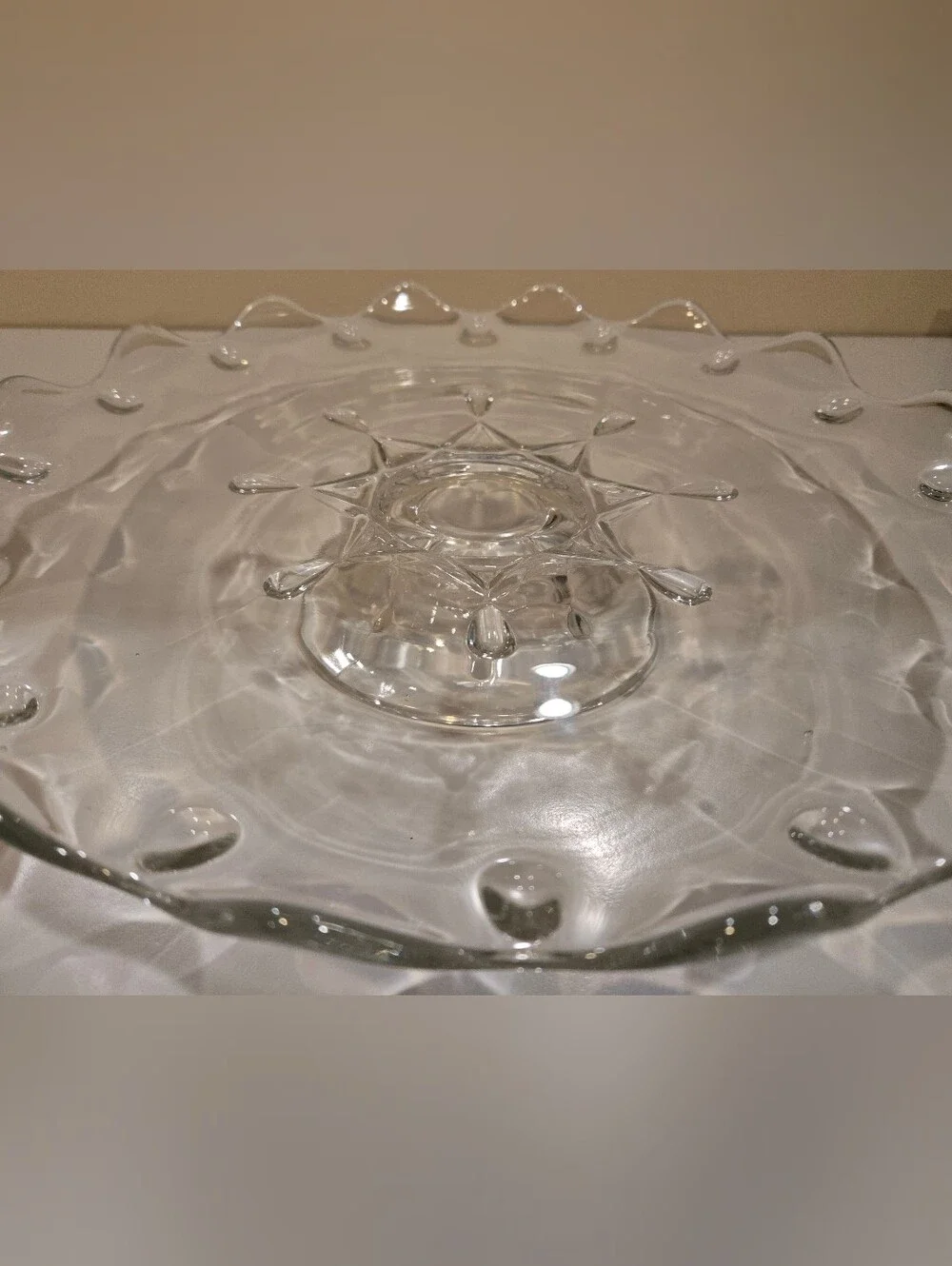 Vintage Large Clear Glass Pedistal Cake Plate